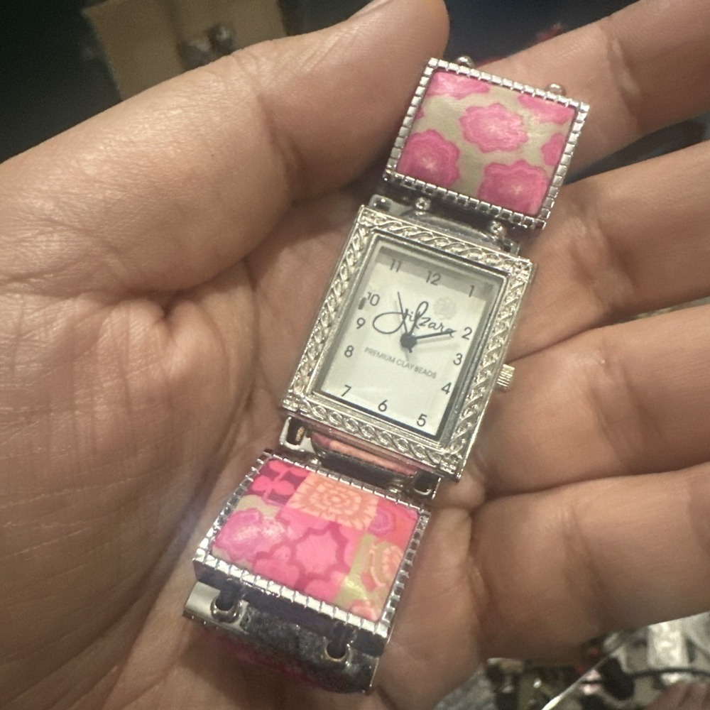 Working Jilzarah Blossom Ladies Watch Polymer Clay Inlays Stretch Band Artisan